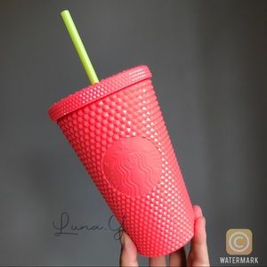 Starbucks Dragonfruit Coral Pink Studded Bling Tumbler Cup Grande 2022 Summer